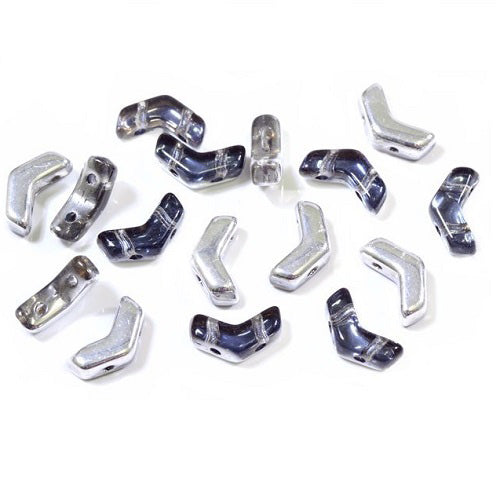 Arrow Czech 2-hole glass beads Prismatic Stormy Sea Glass Czech Republic