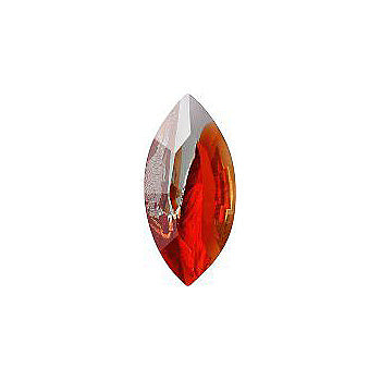Navette Faceted Pointed Back (Doublets) Crystal Glass Stone, Red 8 With Silver (95104), Czech Republic