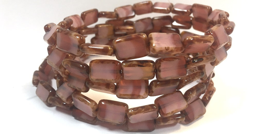 Table Cut Rectangle Beads, 710107303 Travertin (710107303 86800), Glass, Czech Republic
