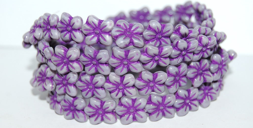 Flower Pressed Glass Beads, (24010 46420), Glass, Czech Republic
