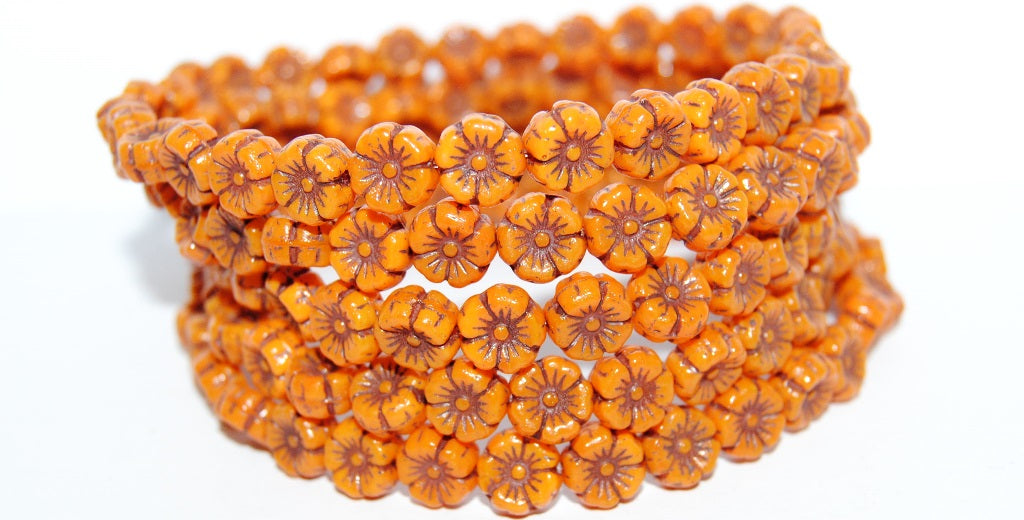 Hawaii Flower Pressed Glass Beads, (81240 46410), Glass, Czech Republic