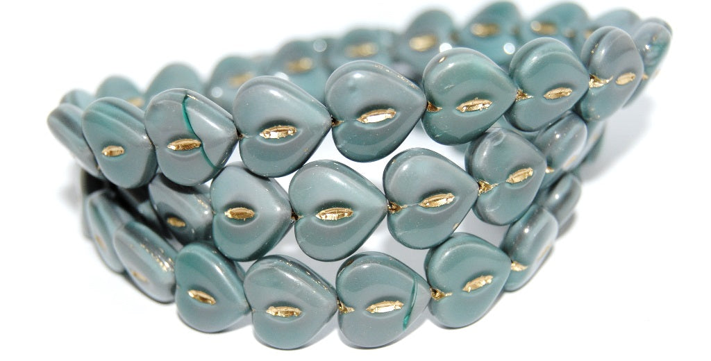 Heart Pressed Glass Beads, (47514 54202), Glass, Czech Republic