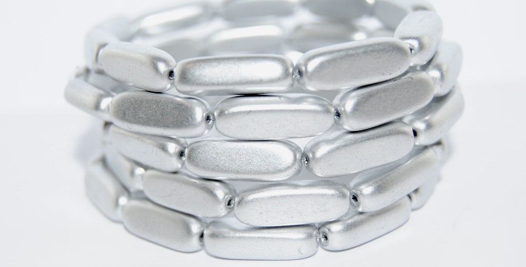 Rectangle Pressed Glass Beads, Silver Colored (1700), Glass, Czech Republic