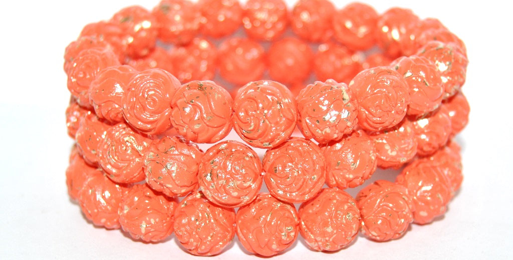Round Rose Pressed Glass Beads, 13008 (13008), Glass, Czech Republic