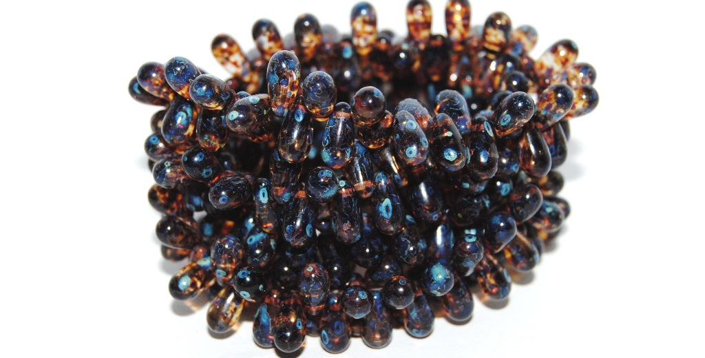 Pear Drop Pressed Glass Beads, Transparent Light Amethyst Stain Strong (20310 86805), Glass, Czech Republic