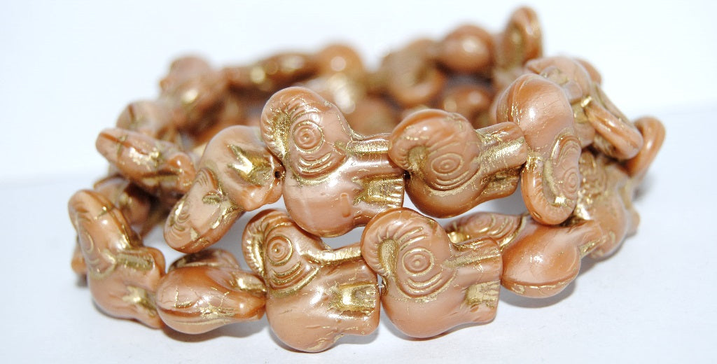 Elephant Animal Pressed Glass Beads, Opaque Pink 54202 (74000 54202), Glass, Czech Republic