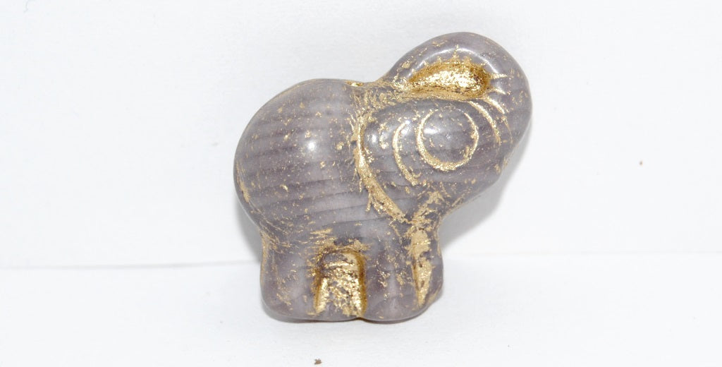 Elephant Animal Pressed Glass Beads, (26016 54202), Glass, Czech Republic