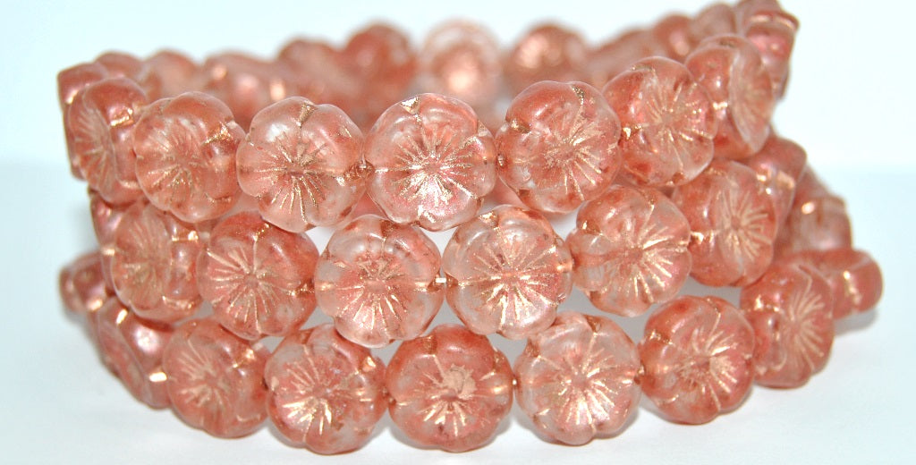 Hawaii Flower Pressed Glass Beads, (Lava Glass 43607 54200), Glass, Czech Republic