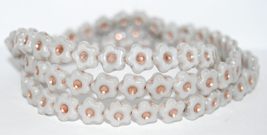 Simple Flower Pressed Glass Beads, (46006 54200), Glass, Czech Republic