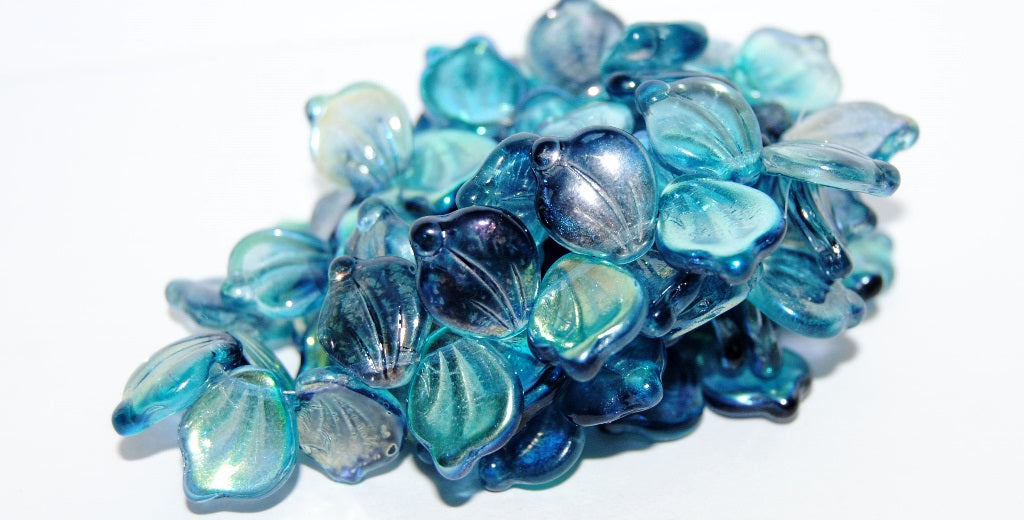 Leaf Petal Pressed Glass Beads, Crystal 48103 (30 48103), Glass, Czech Republic