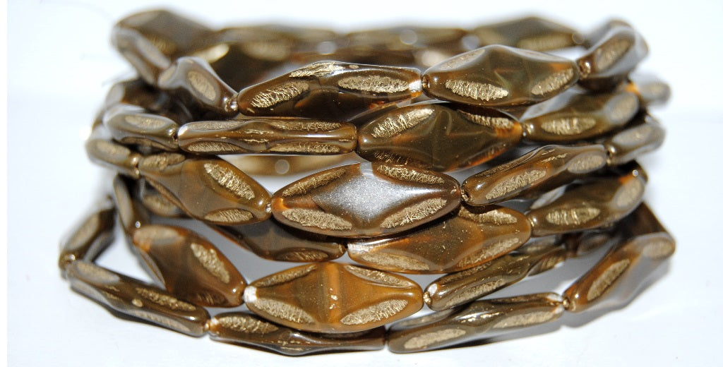 Faceted Oval With Star Pressed Glass Beads, (16616 54202), Glass, Czech Republic