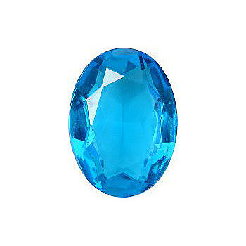 Oval Faceted Pointed Back (Doublets) Crystal Glass Stone, Aqua Blue 1 Transparent (60030), Czech Republic