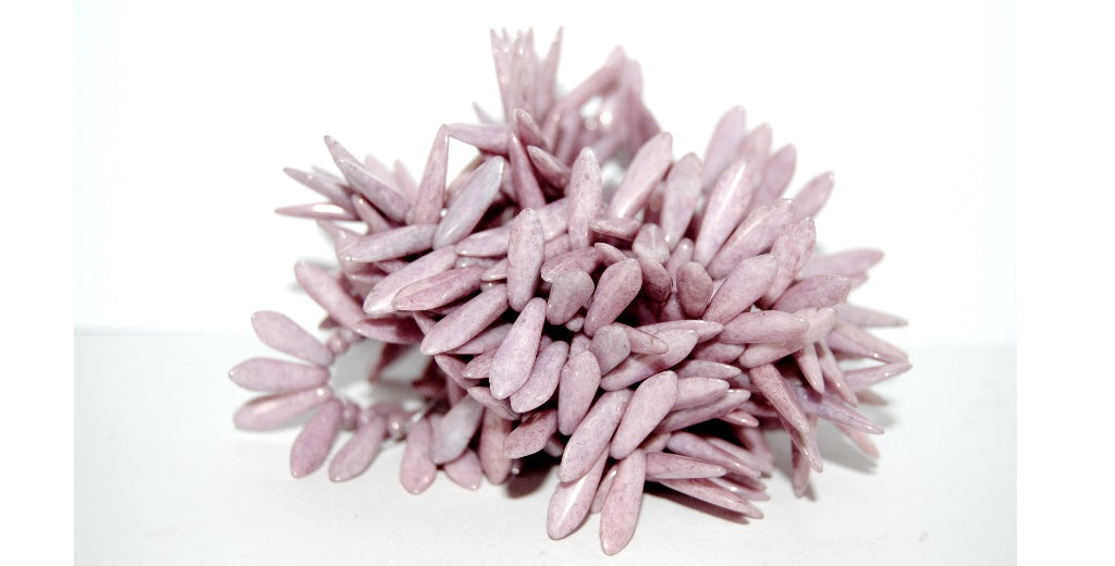 Dagger Pressed Glass Beads, Chalk White Luster Lila (3000 14494), Glass, Czech Republic