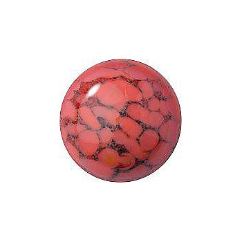 Round Cabochons Flat Back Crystal Glass Stone, Red 3 Matrix Colours (Coral-Matrix), Czech Republic