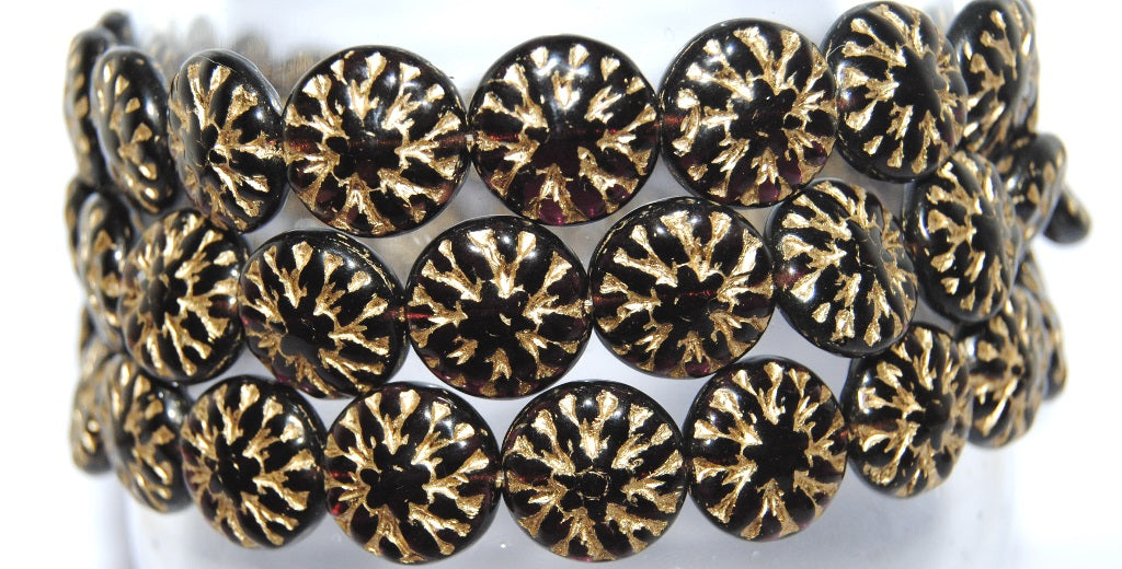 Round Flower Edelweiss Pressed Glass Beads, Transparent Amethyst 54202 (20080 54202), Glass, Czech Republic