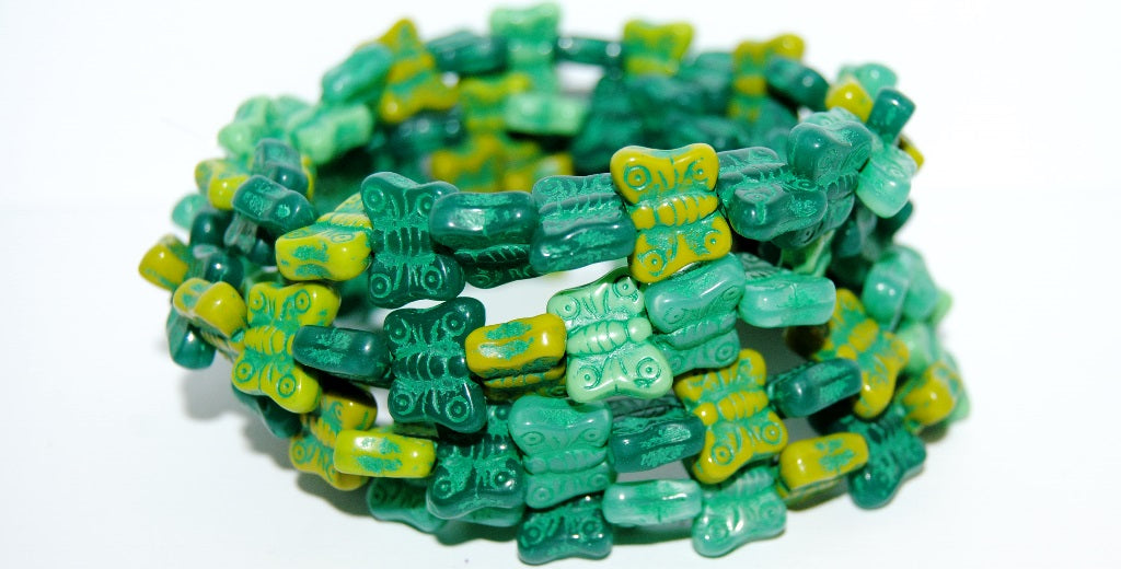 Butterfly Pressed Glass Beads, Mixed Colors Gg 46450 (Mix Gg 46450), Glass, Czech Republic