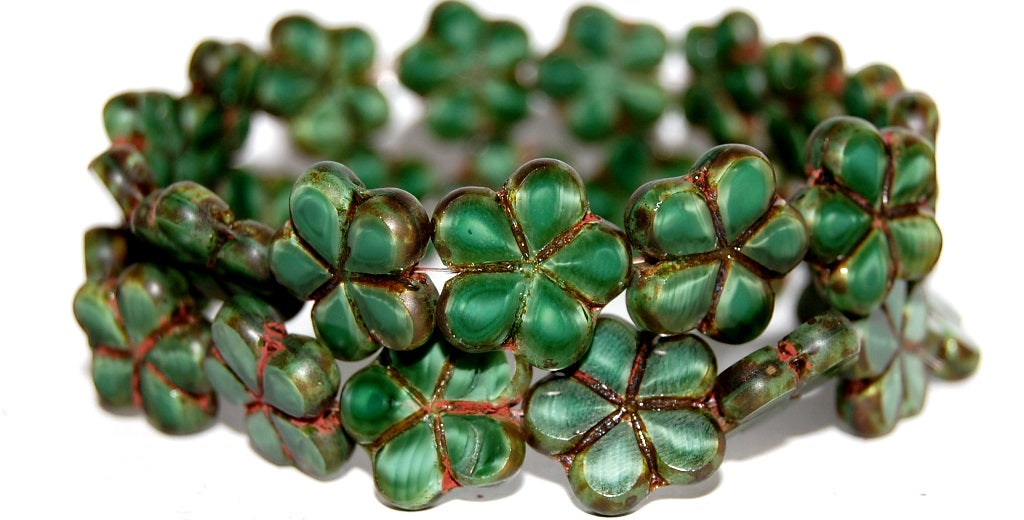 Table Cut Flower Beads, 56100 Travertin (56100 86800), Glass, Czech Republic