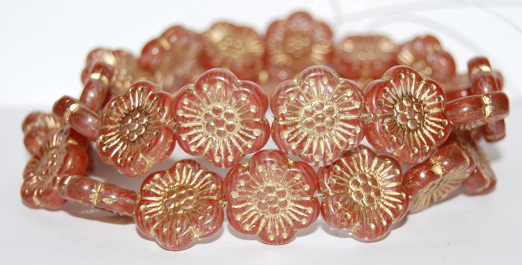 Flower Pressed Glass Beads, (8911 54202), Glass, Czech Republic