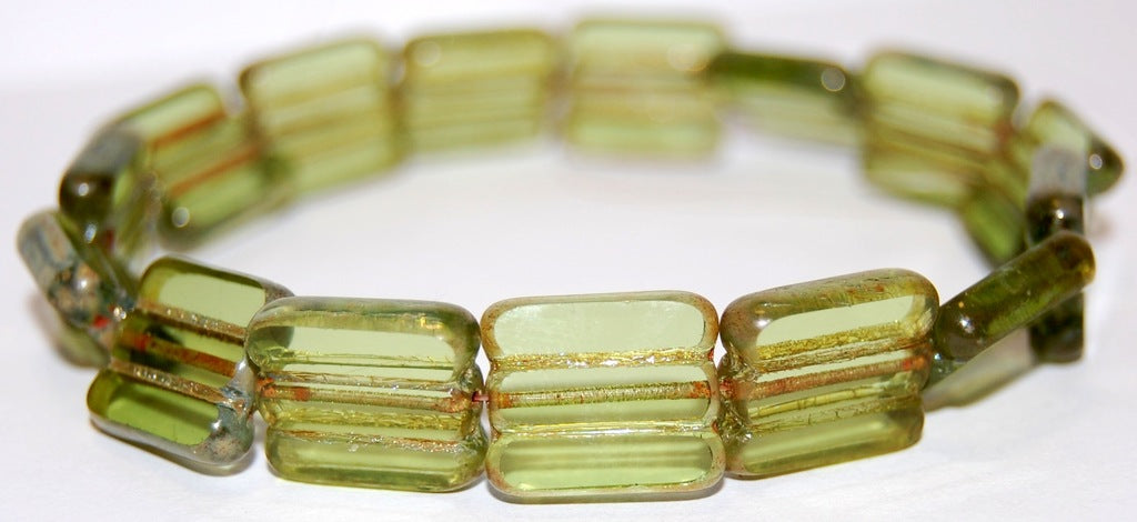 Table Cut Square Beads With 3 Lines, (50510 43400), Glass, Czech Republic