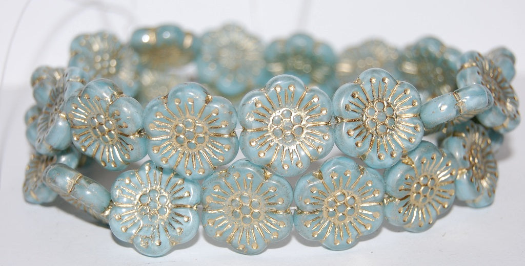 Flower Pressed Glass Beads, (66017 54202), Glass, Czech Republic