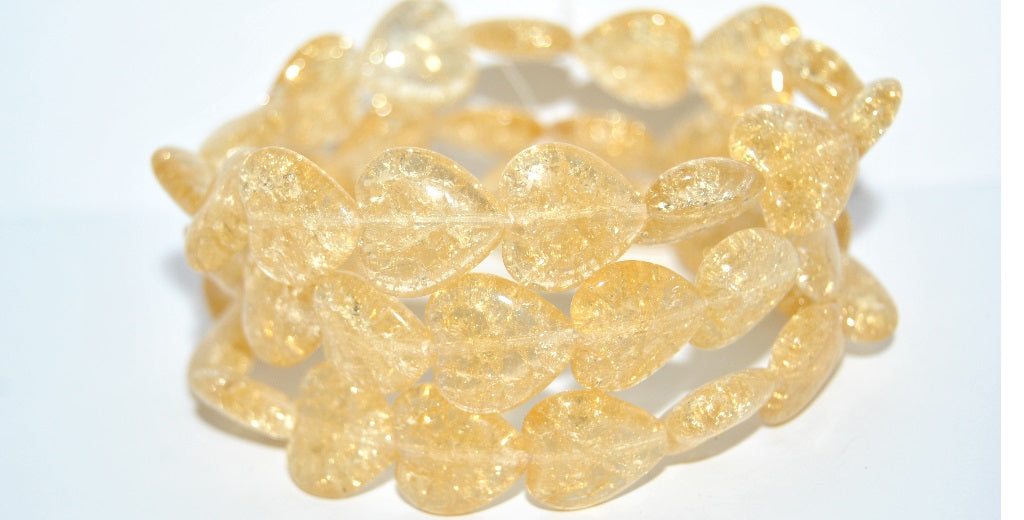 Heart Pressed Glass Beads, (10020 Crack), Glass, Czech Republic