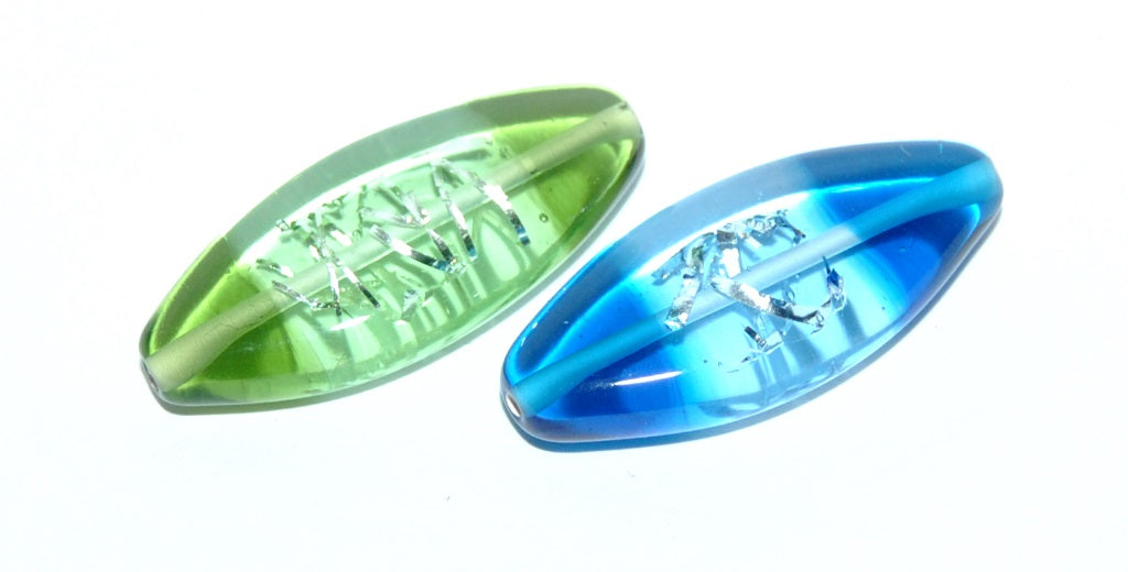 Oval Lampwork Glass Handmade Beads, (F), Glass, Czech Republic