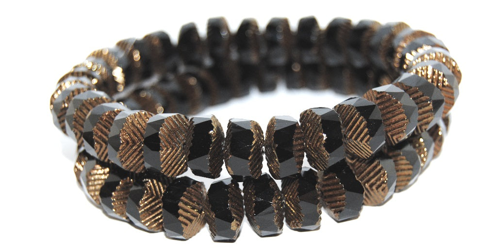 Faceted Cathedral Fire Polished Glass Beads, Black Bronze (23980 14415), Glass, Czech Republic