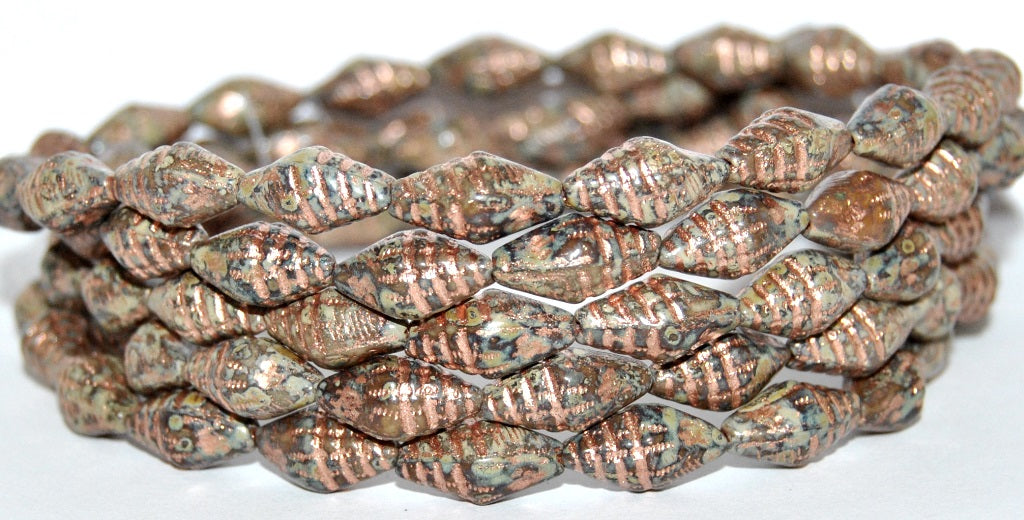 Seashell Pressed Glass Beads, Beige 86 54200 (13020 86 54200), Glass, Czech Republic