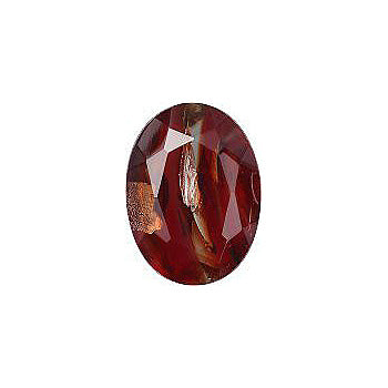 Oval Faceted Pointed Back (Doublets) Crystal Glass Stone, Red 2 With Silver (91907), Czech Republic