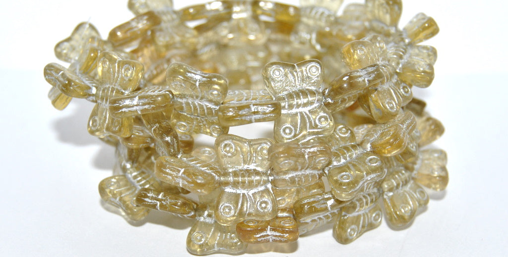 Butterfly Pressed Glass Beads, Topaz Mixed Colors 54201 (Topaz Mix 54201), Glass, Czech Republic