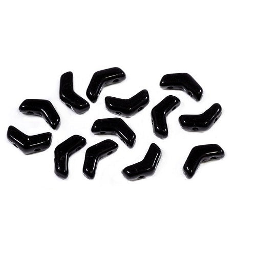 Arrow Czech 2-hole glass beads Black Glass Czech Republic