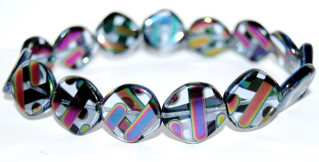 Flat Semi Round Pressed Glass Beads, Transparent Blue 281010 (30020 281010), Glass, Czech Republic