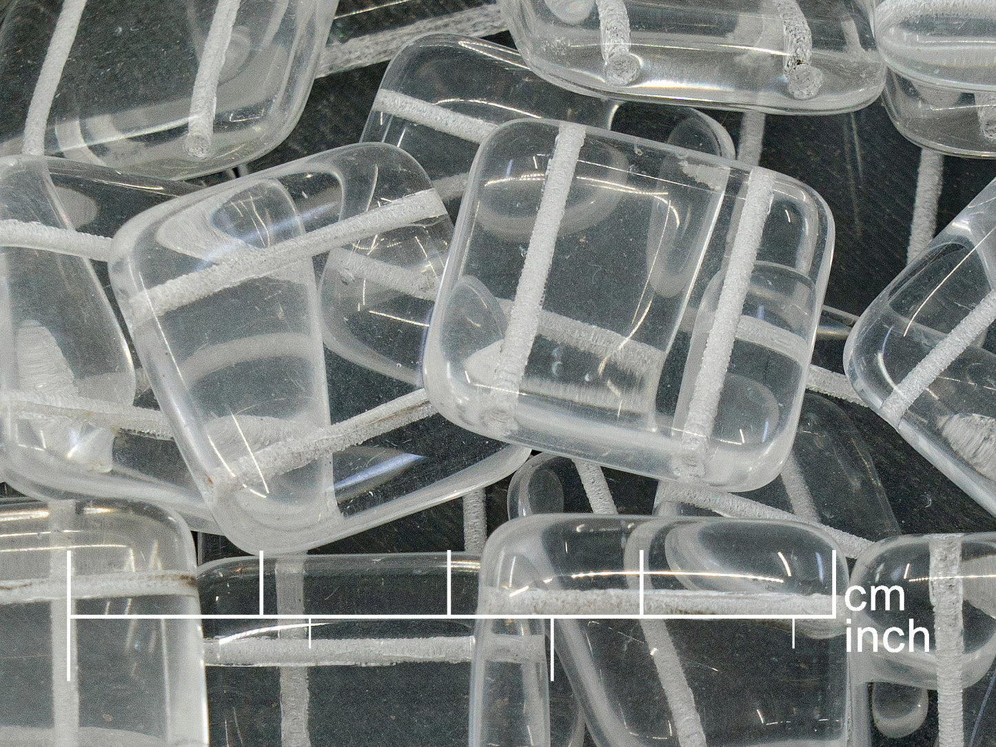 OUTLET 250g 2-Holes Pressed Tile Beads, 20 mm, Crystal (111-30516-20x20-00030)