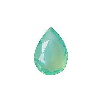 Pear Faceted Pointed Back (Doublets) Crystal Glass Stone, Light Green 6 Milky Colours (Milky-Green-2), Czech Republic