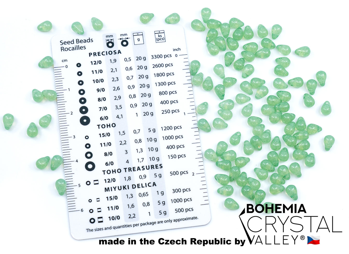 Teardrop Czech Glass Beads, Semi-transparent Green