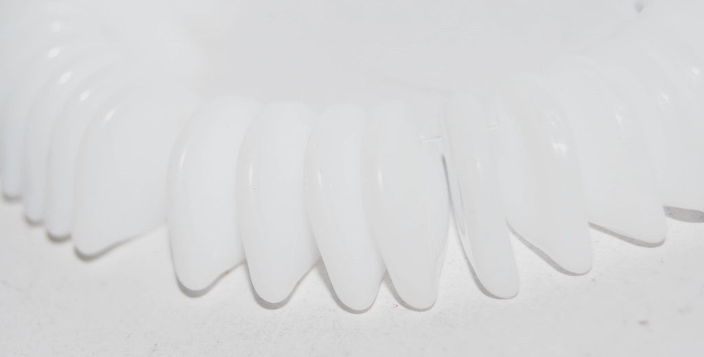 Leaf Pressed Glass Beads, White (2010), Glass, Czech Republic