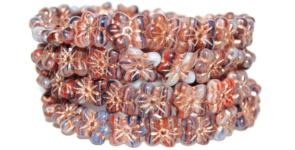 Flower Pressed Glass Beads, (95333 54200), Glass, Czech Republic