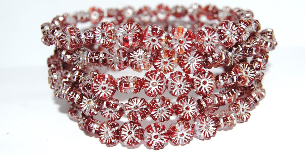 Hawaii Flower Pressed Glass Beads, (900802010 54201), Glass, Czech Republic