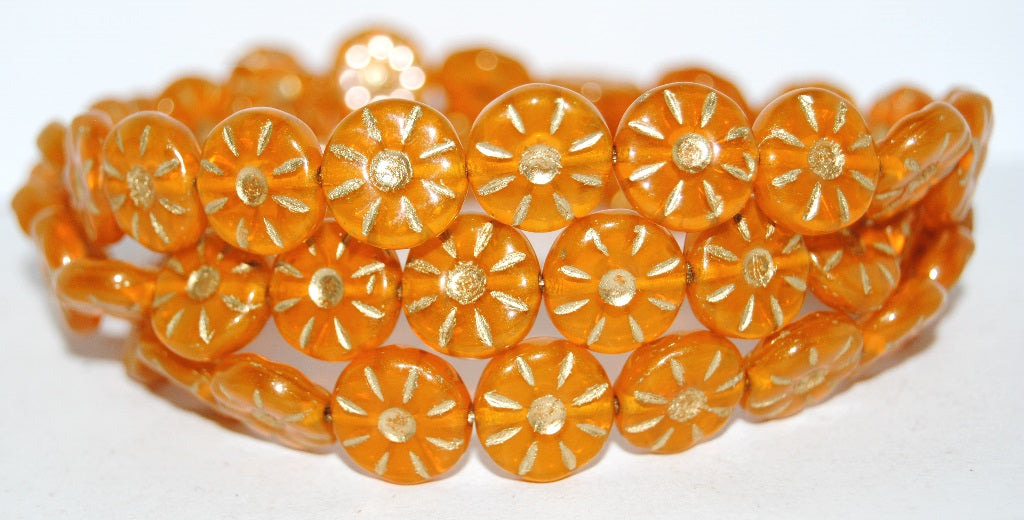 Flower Pressed Glass Beads, (81260 54202), Glass, Czech Republic