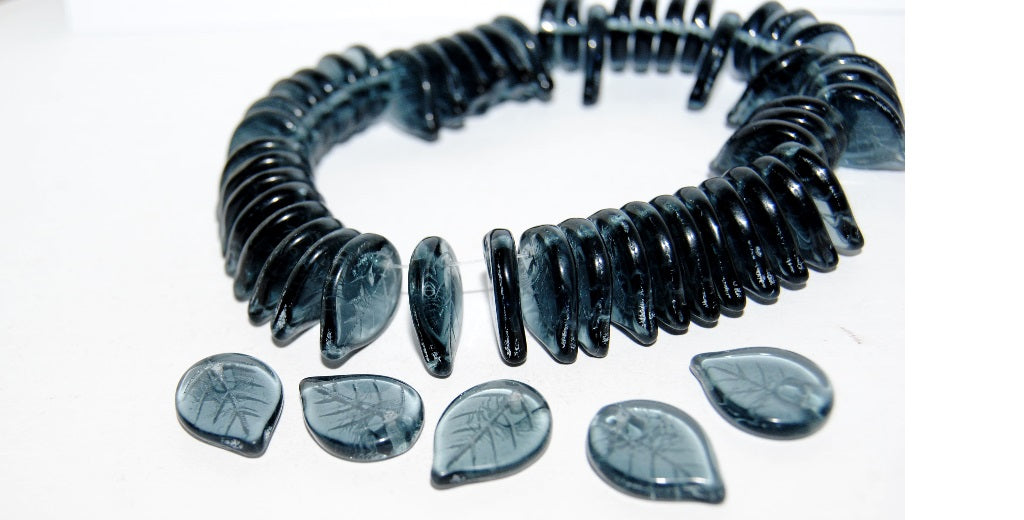 Leaf Pressed Glass Beads, 30310 (30310), Glass, Czech Republic