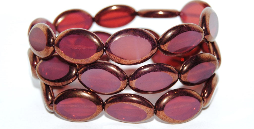 Table Cut Oval Beads Roach, 71010B Bronze (71010B 14415), Glass, Czech Republic