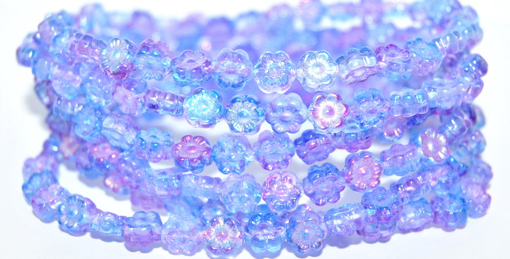 Hawaii Flower Pressed Glass Beads, Crystal 48123 (30 48123), Glass, Czech Republic