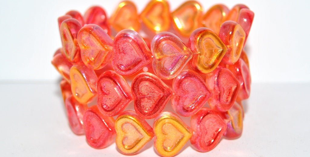Heart With Heart Pressed Glass Beads, 48109 (48109), Glass, Czech Republic