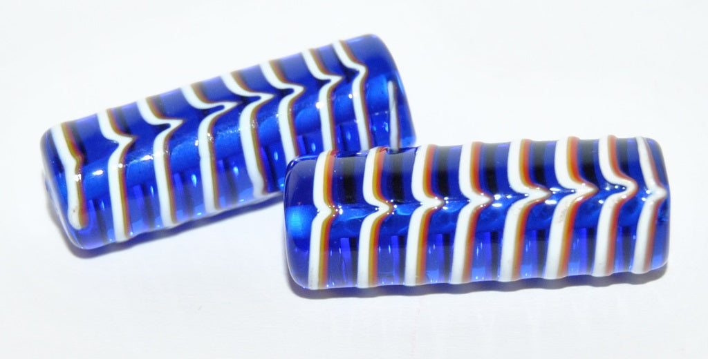 Czech Glass Hand Made Roller Tube Lampwork Beads, (3011 B), Glass, Czech Republic