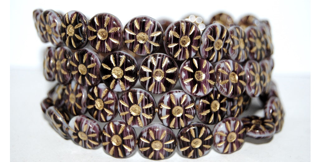 Flower Pressed Glass Beads, (25000 54202), Glass, Czech Republic