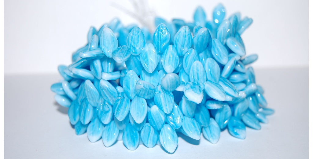 Leaf Pressed Glass Beads With Dots, 65000 (65000), Glass, Czech Republic