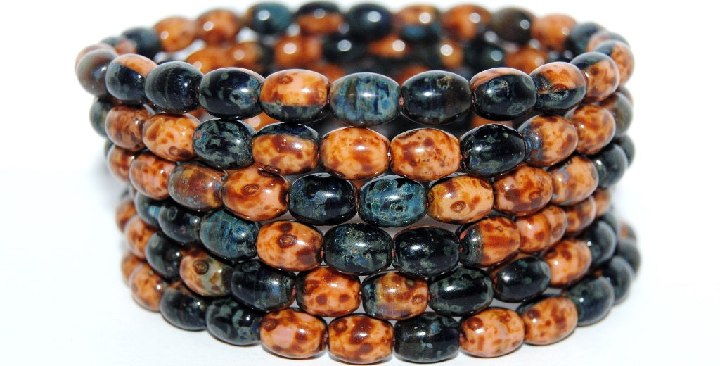 Olive Oval Pressed Glass Beads, 330773020 Travertin (330773020 86800), Glass, Czech Republic