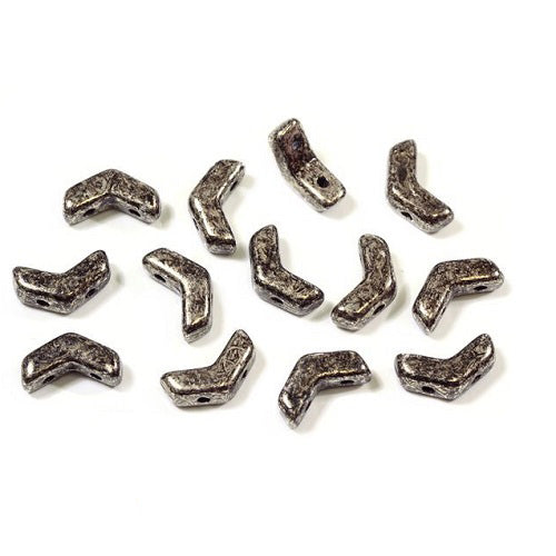 Arrow Czech 2-hole glass beads Black And Gold Glass Czech Republic