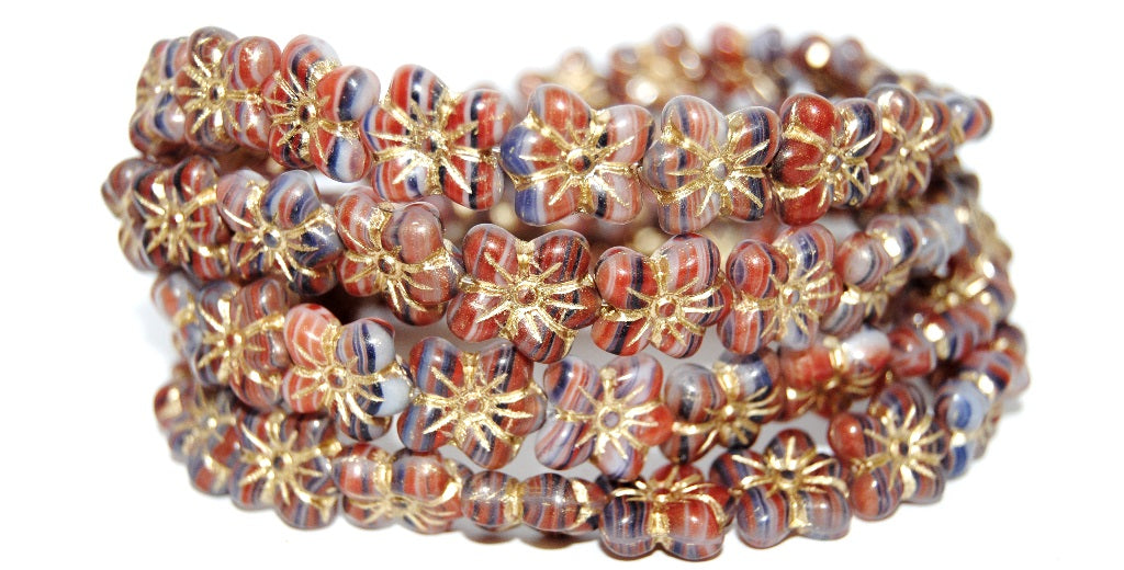 Flower Pressed Glass Beads, (95333 54202), Glass, Czech Republic