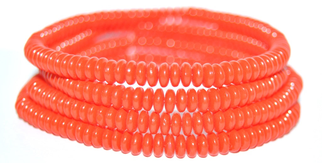 Czech Glass Pressed Beads Flat Round Wheel, (Orange Wax), Glass, Czech Republic